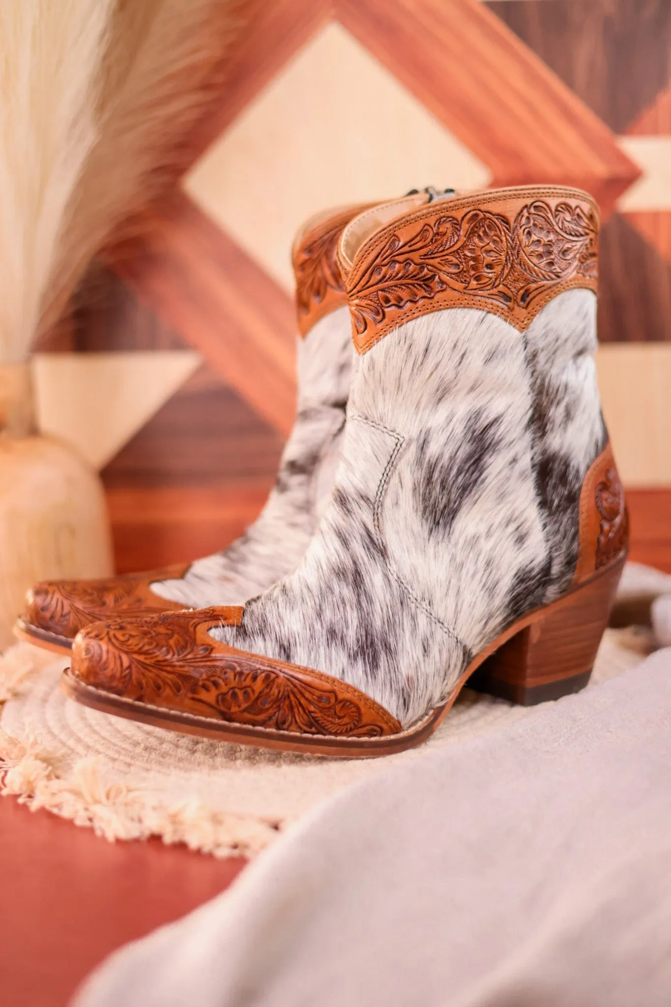 Silverado Hair-On Hide & Hand-Tooled Boots