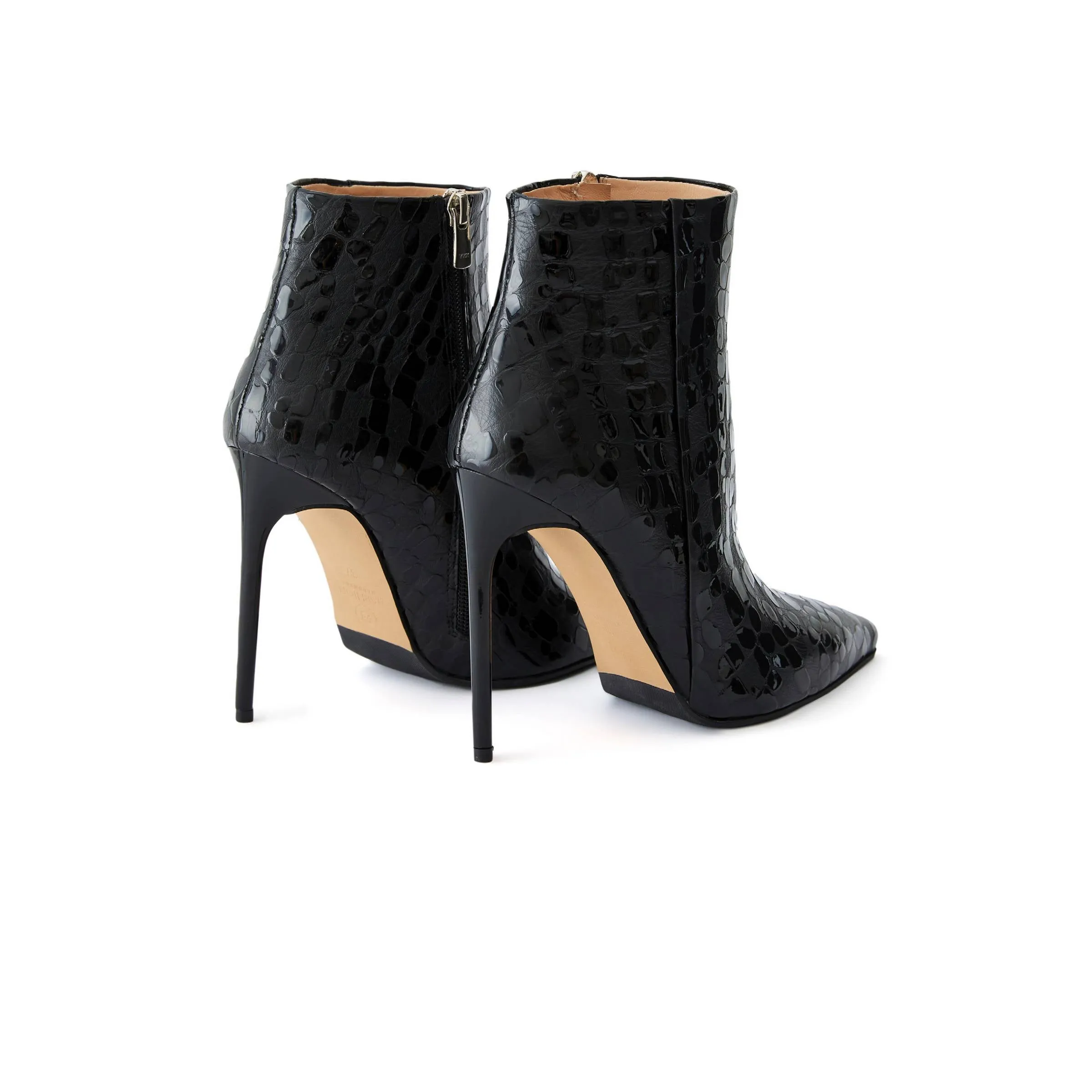 Women's Rugan Calf Leather High Heel Handmade Ankle Boots W4000