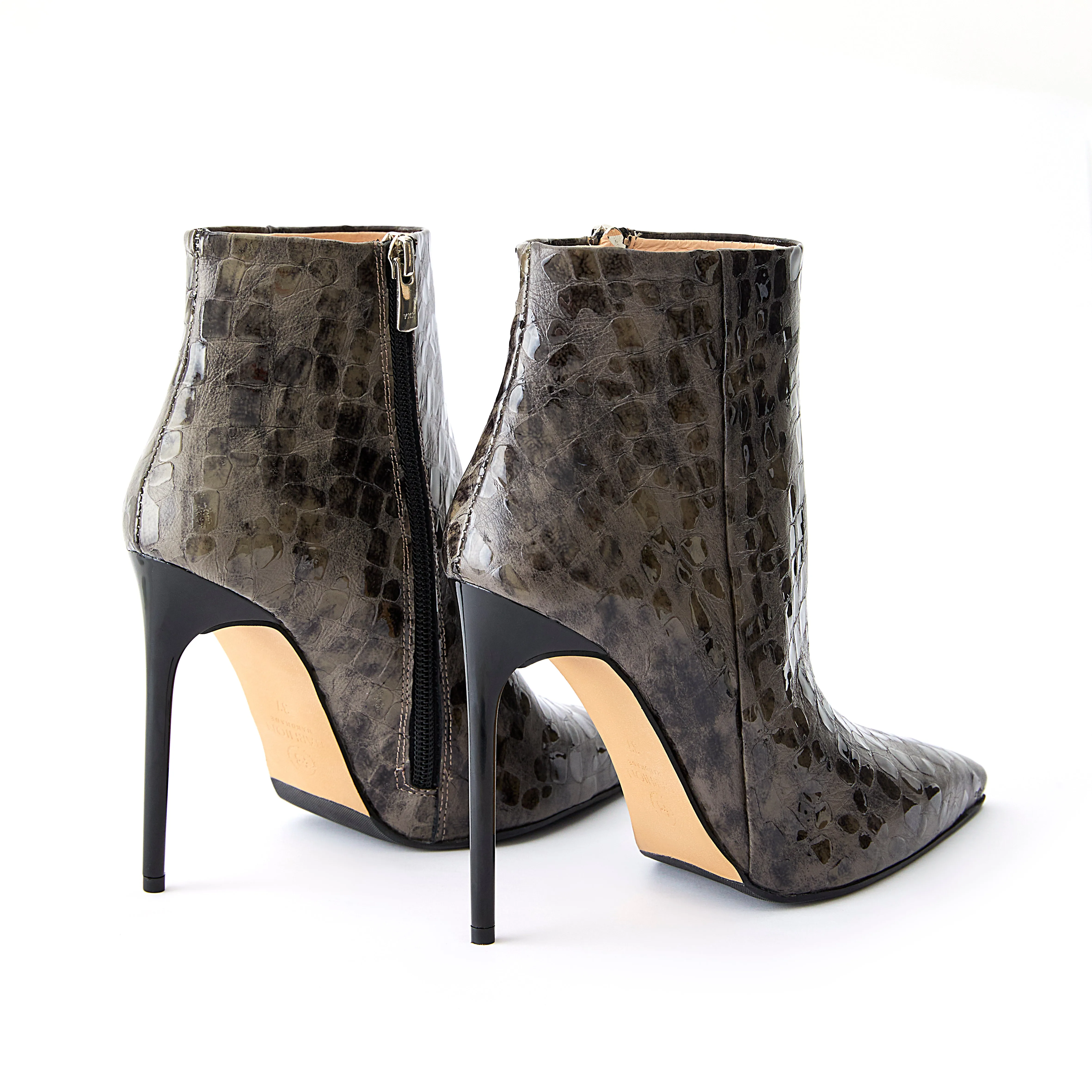 Women's Rugan Calf Leather High Heel Handmade Ankle Boots W4000